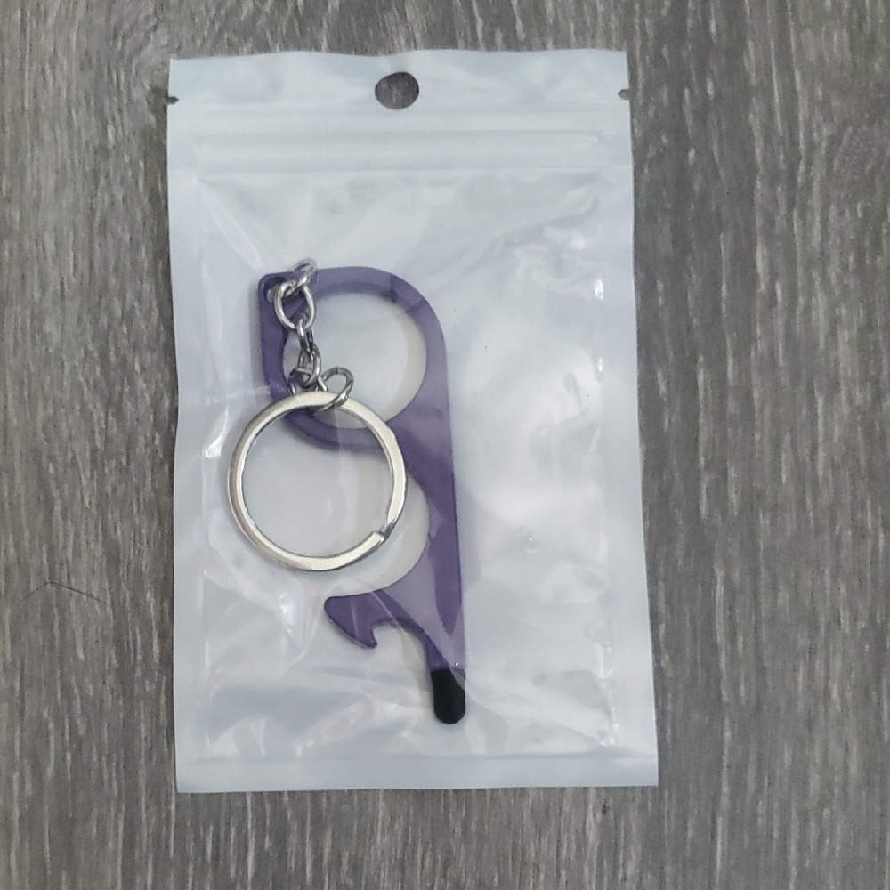 Touchless Door Opener Keychain Tool - Purple